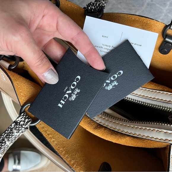 Coach Rouge Beige Tote with Snakeskin Accents - Picture 12 of 17